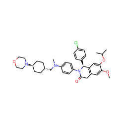 COc1cc2c(cc1OC(C)C)[C@H](c1ccc(Cl)cc1)N(c1ccc(N(C)C[C@H]3CC[C@H](N4CCOCC4)CC3)cc1)C(=O)C2 ZINC000261120523