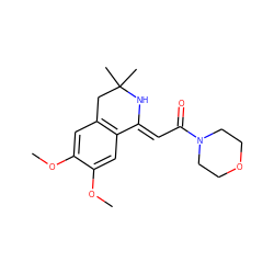 COc1cc2c(cc1OC)/C(=C/C(=O)N1CCOCC1)NC(C)(C)C2 ZINC000004339832