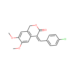 COc1cc2c(cc1OC)/C(=C/c1ccc(Cl)cc1)C(=O)OC2 ZINC000005499896