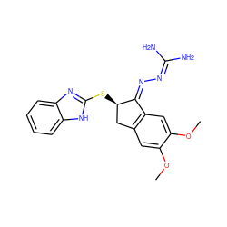 COc1cc2c(cc1OC)/C(=N\N=C(N)N)[C@H](Sc1nc3ccccc3[nH]1)C2 ZINC000043123512