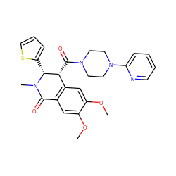 COc1cc2c(cc1OC)[C@@H](C(=O)N1CCN(c3ccccn3)CC1)[C@@H](c1cccs1)N(C)C2=O ZINC000004034574