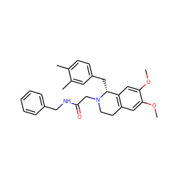 COc1cc2c(cc1OC)[C@@H](Cc1ccc(C)c(C)c1)N(CC(=O)NCc1ccccc1)CC2 ZINC000034310054