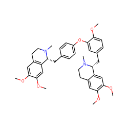 COc1cc2c(cc1OC)[C@@H](Cc1ccc(Oc3cc(C[C@@H]4c5cc(OC)c(OC)cc5CCN4C)ccc3OC)cc1)N(C)CC2 ZINC000042805235