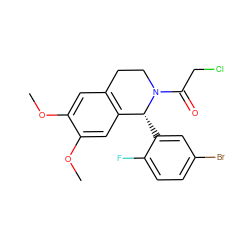 COc1cc2c(cc1OC)[C@@H](c1cc(Br)ccc1F)N(C(=O)CCl)CC2 ZINC000001068049