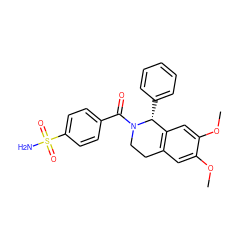 COc1cc2c(cc1OC)[C@@H](c1ccccc1)N(C(=O)c1ccc(S(N)(=O)=O)cc1)CC2 ZINC001440882863