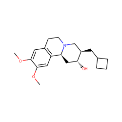 COc1cc2c(cc1OC)[C@@H]1C[C@@H](O)[C@H](CC3CCC3)CN1CC2 ZINC000071340245