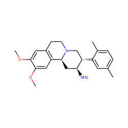 COc1cc2c(cc1OC)[C@@H]1C[C@H](N)[C@@H](c3cc(C)ccc3C)CN1CC2 ZINC000045368335