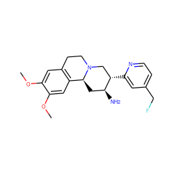 COc1cc2c(cc1OC)[C@@H]1C[C@H](N)[C@@H](c3cc(CF)ccn3)CN1CC2 ZINC000045355974