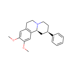 COc1cc2c(cc1OC)[C@@H]1C[C@H](c3ccccc3)CCN1CC2 ZINC000095561610