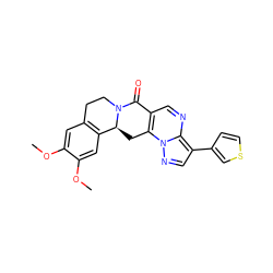 COc1cc2c(cc1OC)[C@@H]1Cc3c(cnc4c(-c5ccsc5)cnn34)C(=O)N1CC2 ZINC000001390389