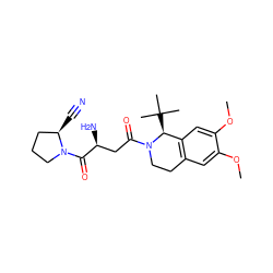 COc1cc2c(cc1OC)[C@H](C(C)(C)C)N(C(=O)C[C@H](N)C(=O)N1CCC[C@H]1C#N)CC2 ZINC000028472581