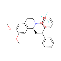 COc1cc2c(cc1OC)[C@H](CC(c1ccccc1)c1ccccc1)N(C(=O)C(F)(F)F)CC2 ZINC000028394381