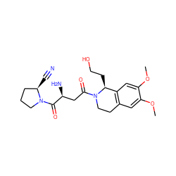 COc1cc2c(cc1OC)[C@H](CCO)N(C(=O)C[C@H](N)C(=O)N1CCC[C@H]1C#N)CC2 ZINC000028473678