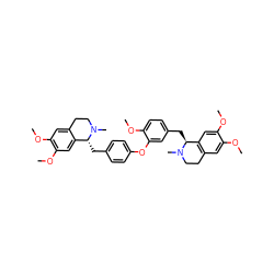 COc1cc2c(cc1OC)[C@H](Cc1ccc(OC)c(Oc3ccc(C[C@@H]4c5cc(OC)c(OC)cc5CCN4C)cc3)c1)N(C)CC2 ZINC000005882795