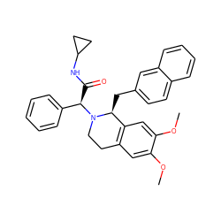 COc1cc2c(cc1OC)[C@H](Cc1ccc3ccccc3c1)N([C@H](C(=O)NC1CC1)c1ccccc1)CC2 ZINC000040950061