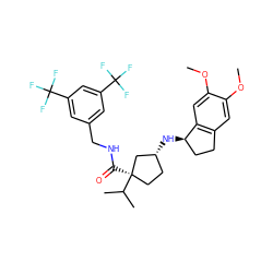 COc1cc2c(cc1OC)[C@H](N[C@@H]1CC[C@@](C(=O)NCc3cc(C(F)(F)F)cc(C(F)(F)F)c3)(C(C)C)C1)CC2 ZINC000096284314