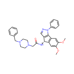 COc1cc2c(cc1OC)[C@H](NC(=O)CN1CCN(Cc3ccccc3)CC1)c1cnn(-c3ccccc3)c1-2 ZINC000103300464