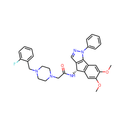 COc1cc2c(cc1OC)[C@H](NC(=O)CN1CCN(Cc3ccccc3F)CC1)c1cnn(-c3ccccc3)c1-2 ZINC000103300483