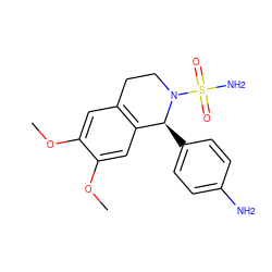 COc1cc2c(cc1OC)[C@H](c1ccc(N)cc1)N(S(N)(=O)=O)CC2 ZINC000040892211