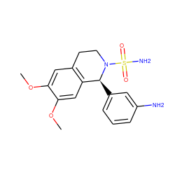 COc1cc2c(cc1OC)[C@H](c1cccc(N)c1)N(S(N)(=O)=O)CC2 ZINC000040876535