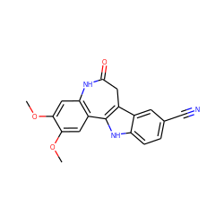 COc1cc2c(cc1OC)-c1[nH]c3ccc(C#N)cc3c1CC(=O)N2 ZINC000001657669