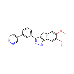 COc1cc2c(cc1OC)-c1[nH]nc(-c3cccc(-c4cccnc4)c3)c1C2 ZINC000043015616