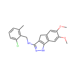 COc1cc2c(cc1OC)-c1[nH]nc(NCc3c(C)cccc3Cl)c1C2 ZINC000045298904