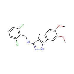 COc1cc2c(cc1OC)-c1[nH]nc(NCc3c(Cl)cccc3Cl)c1C2 ZINC000045302642