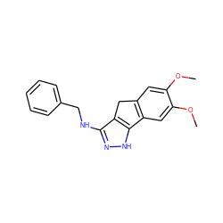 COc1cc2c(cc1OC)-c1[nH]nc(NCc3ccccc3)c1C2 ZINC000045285604