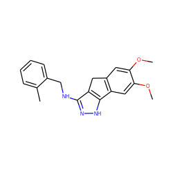 COc1cc2c(cc1OC)-c1[nH]nc(NCc3ccccc3C)c1C2 ZINC000045283563