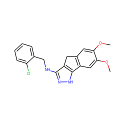 COc1cc2c(cc1OC)-c1[nH]nc(NCc3ccccc3Cl)c1C2 ZINC000045286741