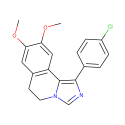 COc1cc2c(cc1OC)-c1c(-c3ccc(Cl)cc3)ncn1CC2 ZINC000084617251