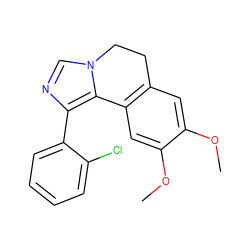 COc1cc2c(cc1OC)-c1c(-c3ccccc3Cl)ncn1CC2 ZINC000084616747