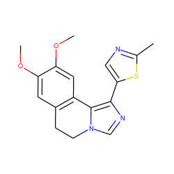 COc1cc2c(cc1OC)-c1c(-c3cnc(C)s3)ncn1CC2 ZINC000084596435