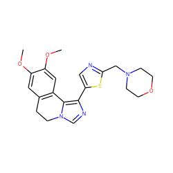 COc1cc2c(cc1OC)-c1c(-c3cnc(CN4CCOCC4)s3)ncn1CC2 ZINC000084596439