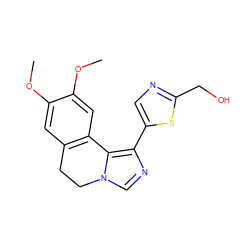 COc1cc2c(cc1OC)-c1c(-c3cnc(CO)s3)ncn1CC2 ZINC000084618411