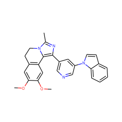 COc1cc2c(cc1OC)-c1c(-c3cncc(-n4ccc5ccccc54)c3)nc(C)n1CC2 ZINC000095575819