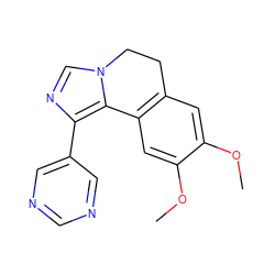 COc1cc2c(cc1OC)-c1c(-c3cncnc3)ncn1CC2 ZINC000084632907