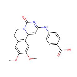 COc1cc2c(cc1OC)-c1cc(Nc3ccc(C(=O)O)cc3)nc(=O)n1CC2 ZINC000004000103