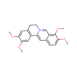 COc1cc2c(cc1OC)-c1cc3ccc(OC)c(OC)c3c[n+]1CC2 ZINC000000608233