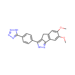 COc1cc2c(cc1OC)-c1n[nH]c(-c3ccc(-c4nnn[nH]4)cc3)c1C2 ZINC000028954373