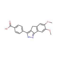 COc1cc2c(cc1OC)-c1n[nH]c(-c3ccc(C(=O)O)cc3)c1C2 ZINC000028954284