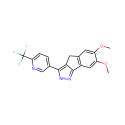 COc1cc2c(cc1OC)-c1n[nH]c(-c3ccc(C(F)(F)F)nc3)c1C2 ZINC000028954413