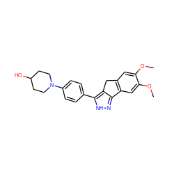 COc1cc2c(cc1OC)-c1n[nH]c(-c3ccc(N4CCC(O)CC4)cc3)c1C2 ZINC000028954372