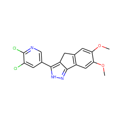 COc1cc2c(cc1OC)-c1n[nH]c(-c3cnc(Cl)c(Cl)c3)c1C2 ZINC000028954416