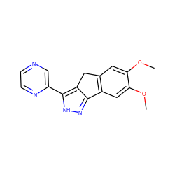 COc1cc2c(cc1OC)-c1n[nH]c(-c3cnccn3)c1C2 ZINC000028954423