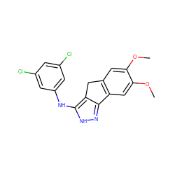 COc1cc2c(cc1OC)-c1n[nH]c(Nc3cc(Cl)cc(Cl)c3)c1C2 ZINC000013677836