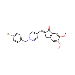 COc1cc2c(cc1OC)C(=O)/C(=C/c1cc[n+](Cc3ccc(Br)cc3)cc1)C2 ZINC001772594030