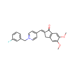 COc1cc2c(cc1OC)C(=O)/C(=C/c1cc[n+](Cc3cccc(F)c3)cc1)C2 ZINC001772614516