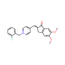 COc1cc2c(cc1OC)C(=O)/C(=C/c1cc[n+](Cc3ccccc3F)cc1)C2 ZINC001772609279